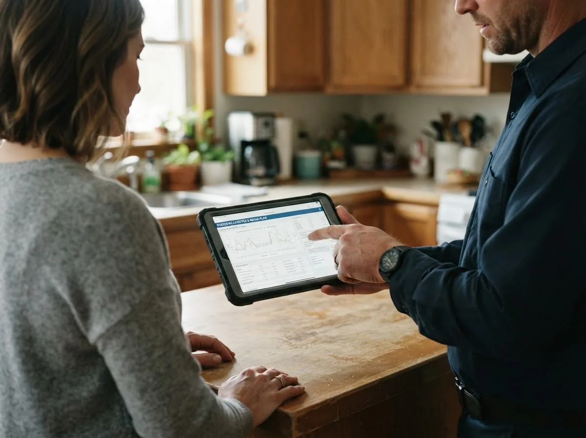 HVAC technician inspecting a heating & cooling system in Sewaren, NJ